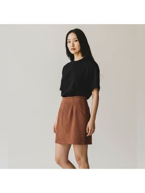 Lord & Taylor Vintage Suede Leather Women's Brown Lined Skirt Size 14P